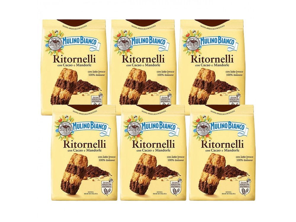 Mulino Bianco MULINO BIANCO Ritornelli - talianske sušienky s kakaom a mandľami 700g, 6